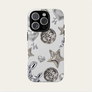 Metallic Phone Case Aesthetic Monogram Minimalist Retro CollageiPhone 16 15 14 13 12 Pro Max Samsung S24 S23 S22 MagSafe Gift for her
