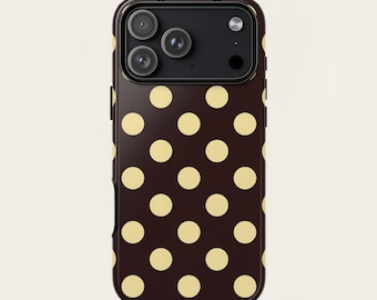 Brown Polka Dot Phone Case Vintage Minimalist Cute Aesthetic iPhone 17 16 15 14 13 12 11 Pro Max Samsung S25 S24 S23 Ultra Protective Cover