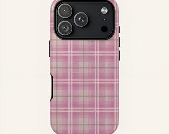 Pink Plaid Phone Case Aesthetic Tartan iPhone 17 16 15 14 13 12 11 Pro Max Case Soft Preppy Checkered Phone Cover Samsung Galaxy S22 S23 S24