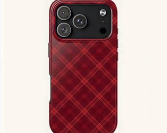 Winter Plaid Red Plaid Checkered Red Tartan Phone Case, iPhone 17