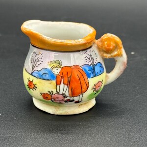Miniature Handpainted Creamer Mug with Handle - Stamped Japan - 1950s