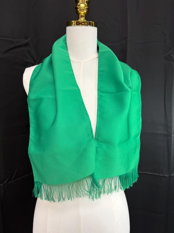 Green Fringe Rectangular Polyester Retro Statemen… - image 1