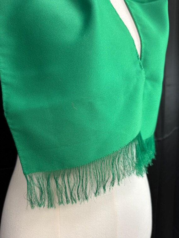 Green Fringe Rectangular Polyester Retro Statemen… - image 4