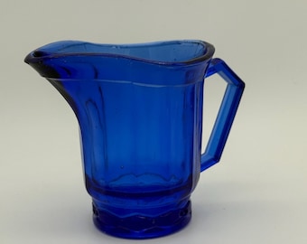 Hazel Atlas Cobalt Blue Glass Small Pitcher Creamer 3.5"
