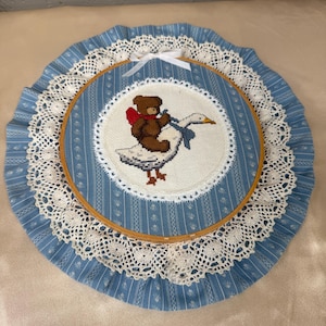 Vintage 1985 Dale Burdett Cross Stitch Art Wall Hanger
