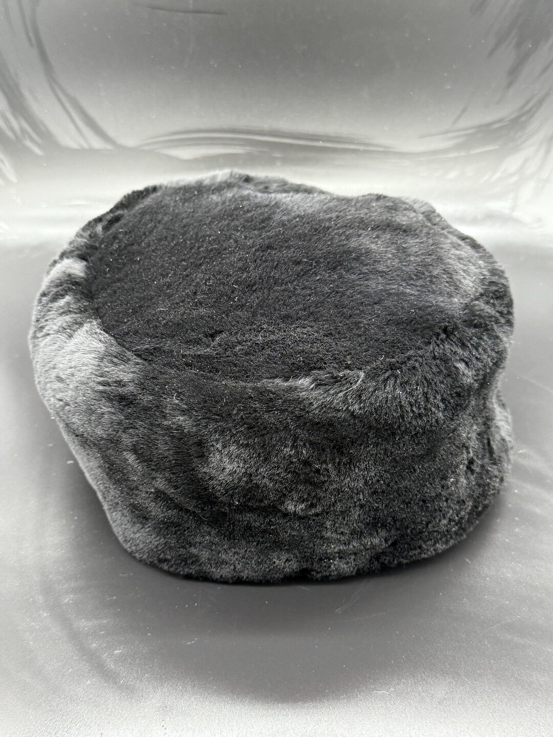 Vintage 40s/50s Black Sheared Rabbit Fur Hat: Silk Lined 