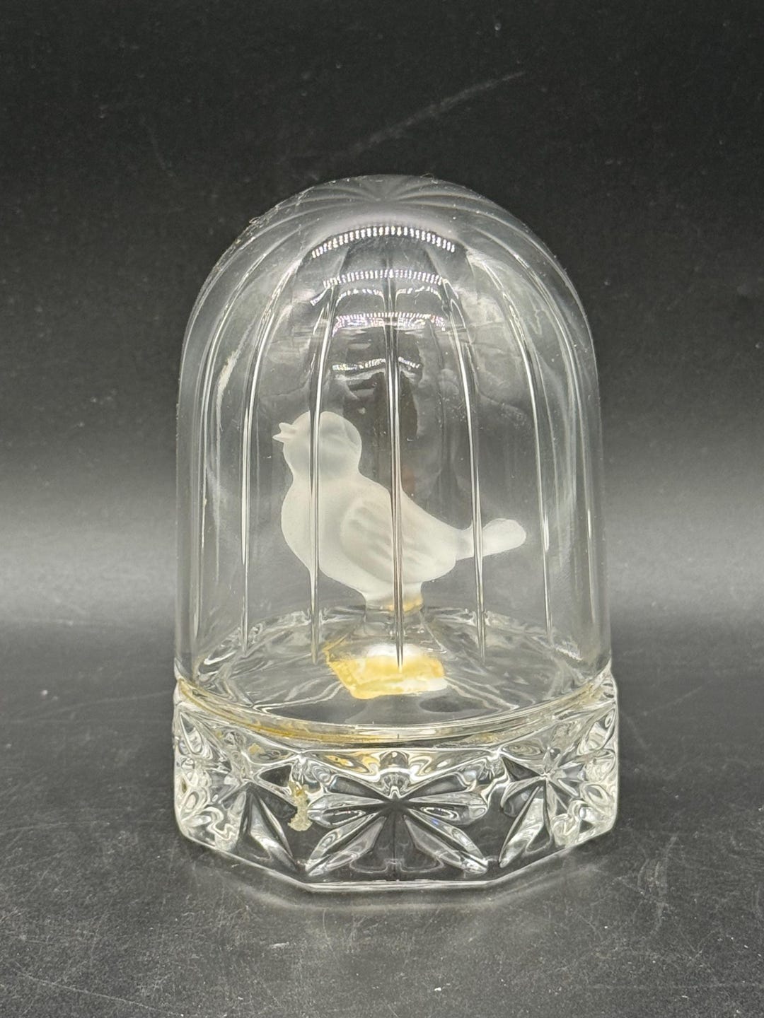 Curated visual reference: Visual Reference: Lead Crystal Frosted Bird In Cage Figurine