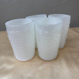 Vintage | White Milk Glass | Hobnail | Anchor Hocking | Set of 4 | Drinking glasses