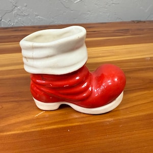 vintage ceramic Santa boot planter or candy bowl