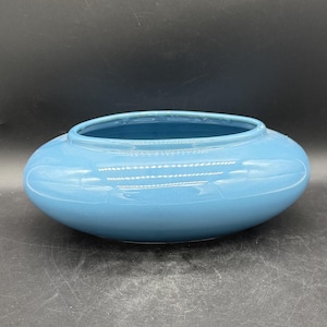 Oval Ceramic Planter, Indoor Planter, Dusty Blue, Retro