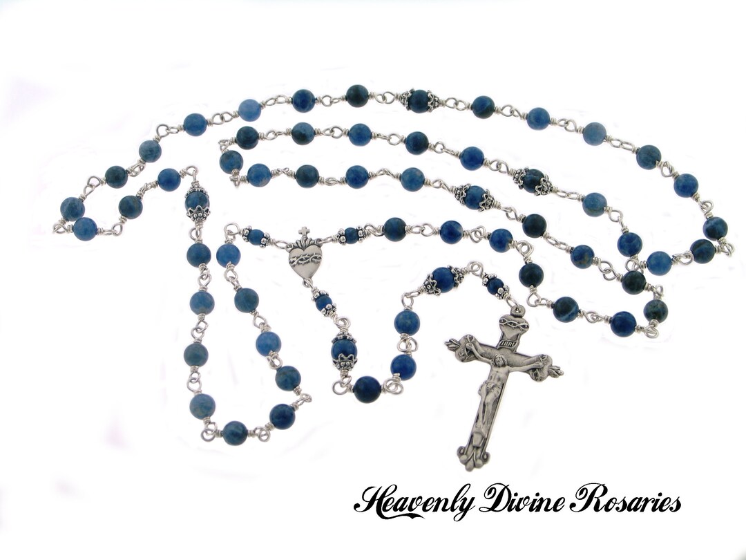 Heavenly Divine Rosaries Sacred Heart of Jesus 6mm Sodalite Etsy