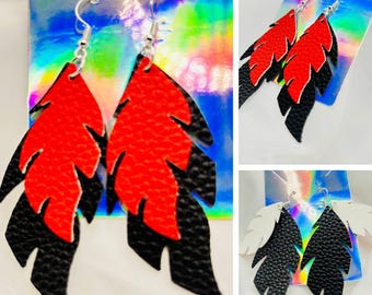 Faux Leather Dangle Leaf Earrings