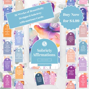 Cartões de Afirmação de Sobriedade, Vida Sóbria, Jornada de Cura, Amor-próprio, Sobriedade, Presente de Sobriedade, Download Instantâneo