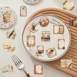 autocollants vintage Coffee Cafe | Pack Ephemera Journal Esthétique | Stickers déco de scrapbooking pour agendas, cadeaux et projets créatifs