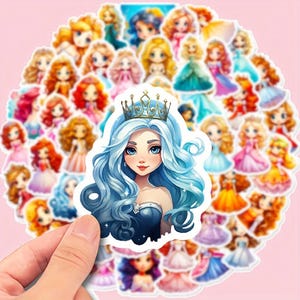 Cute Princess Stickers Pack | Chibi Fairytale Royal Girls | Pink Princess Decals for Laptop, Notebook, Journal, Scrapbooking