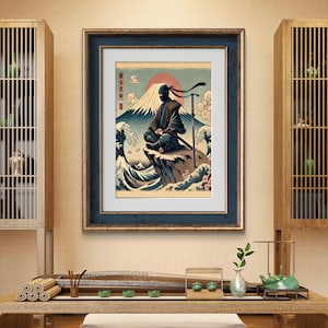 Samurai Warrior Wall Art, Japanese Ninja with Katana, AI Generated Digital Print, Samurai Illustration, Japan Home Decor, Printable Poster