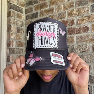 Prayer Changes Things Trucker Hat, Trendy Christian Trucker Hat, Summer Hat, Christian Gifts, Faith Apparel, Patch Hat, Christian Merch