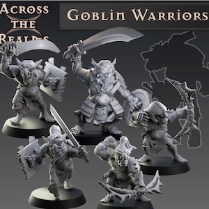 Goblin Warrior Crew by Across the Realms (x4 Minis) - Highly detailed 3D printed Miniatures for D&D, Pathfinder and other Tabletop RPGs