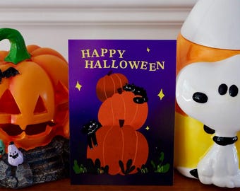 Halloween cat postcard