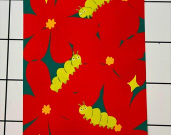 Caterpillar family print