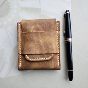 Porte-cartes Western Vintage Look, cuir véritable fait main, porte-cartes de visite, minimaliste, porte-cartes de poche, cadeau homme  femme
