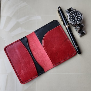 Portefeuille, Porte-cartes a volet en cuir véritable fait main, minimaliste, portefeuille, porte-cartes et billets, cadeau homme et femme