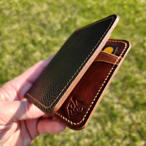 Elégant Minimaliste Portefeuille en cuir haut de gamme, Porte-cartes à volet, cuir véritable fait main, cadeau homme & femme, Horween, EDC