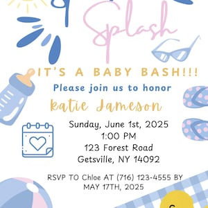 Babyparty / Baby Sprinkle Splish Splash Pool Thema Einladungen