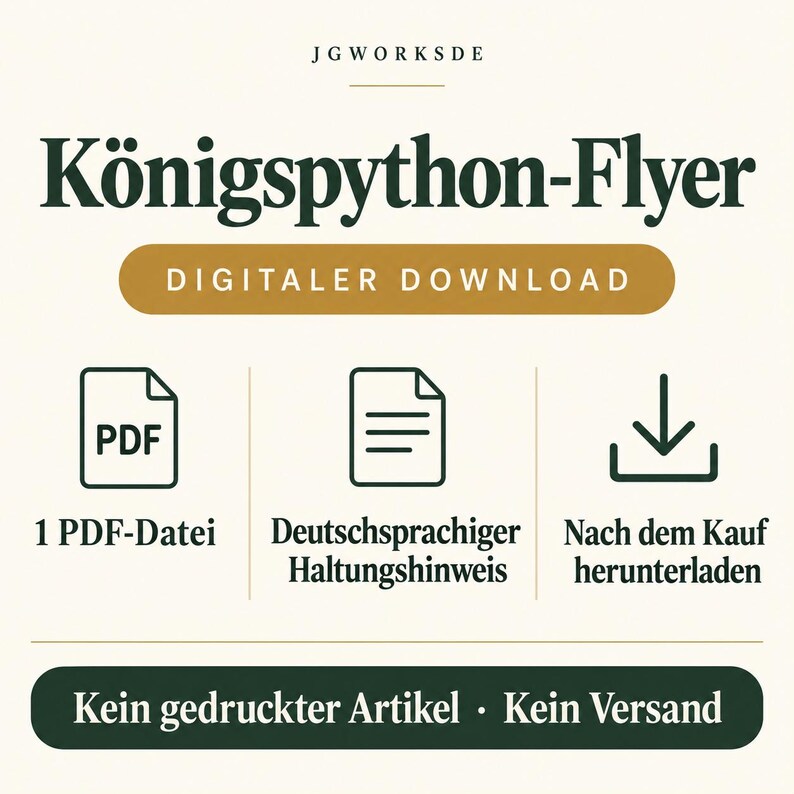 Königspython Haltung – deutscher Info-Flyer als PDF-Download 画像 1