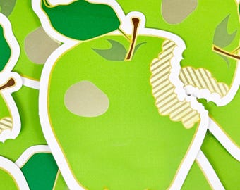 4x3 Green Apple Mirror Sticker - Vinyl Stickers - Foil
