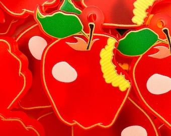 Red Apple Keychain 1.5 inches x 1.25 inches - Apples - Keychains