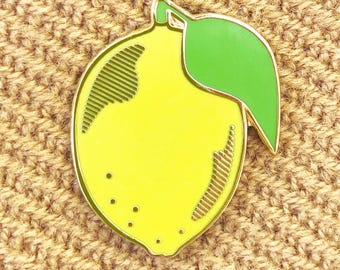 Lemon Enamel Pin - Hard Enamel Pins - Lemons - Copper or Gold