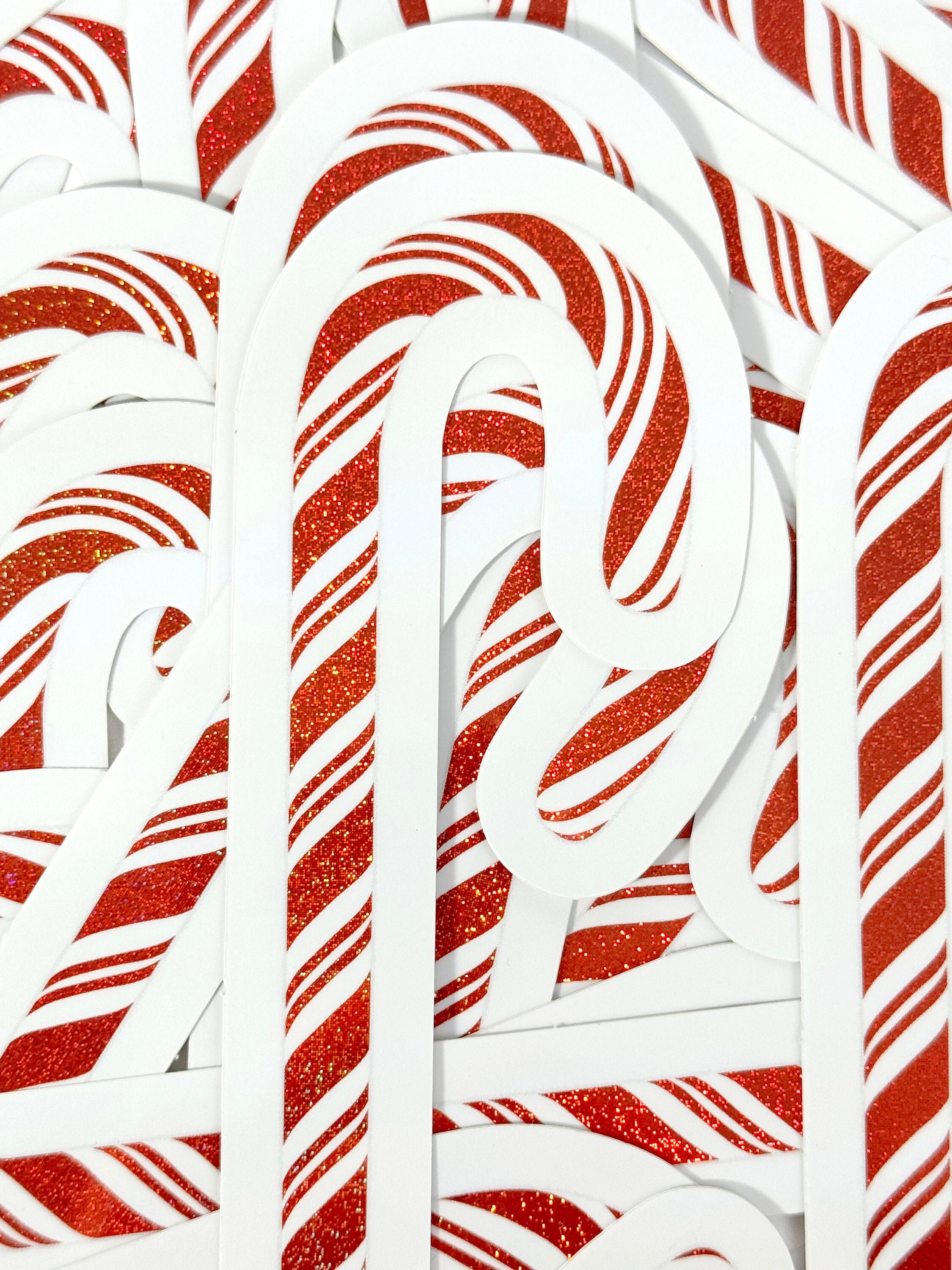 Candy Cane - Glitter Sticker - Vinyl Stickers - Red - White