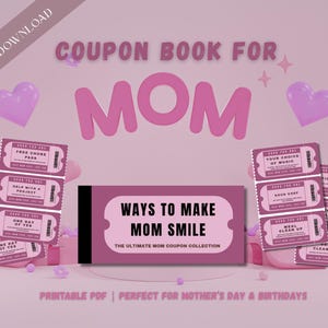 Livre de coupons imprimable Téléchargement instantané numérique pour la fête des mères et les anniversaires, cadeau imprimable, coupons personnalisables Meilleure maman de tous les temps