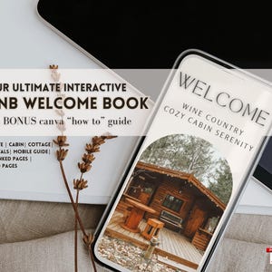 Plantilla definitiva de libro de bienvenida de Airbnb / Plantilla de alquiler vacacional / Guía digital de Airbnb / Plantilla de Canva personalizable / Precargada