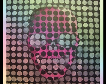 Holographic Polka dot skull sticker