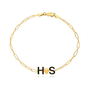 Pulsera de esmalte con dos iniciales y dijes, pulsera personalizada con iniciales, pulsera de esmalte, regalo de cumpleaños, letra personalizada, joyería personalizada.