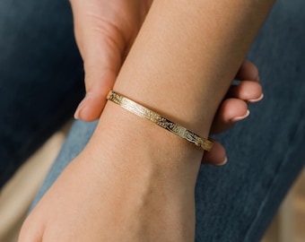 18K Gold Plated Ayatul Kursi Cuff Bracelet - Personalized Arabic Jewelry