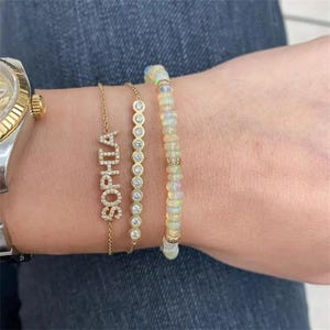 Pulsera personalizada con nombre personalizado y letras de circonita cúbica, joyería chapada en 18 quilates, regalo para mujer y niña.
