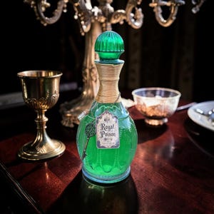 Handmade Royal Poison Potion Bottle: Green Shimmer Elixir, Gothic Apothecary Decor