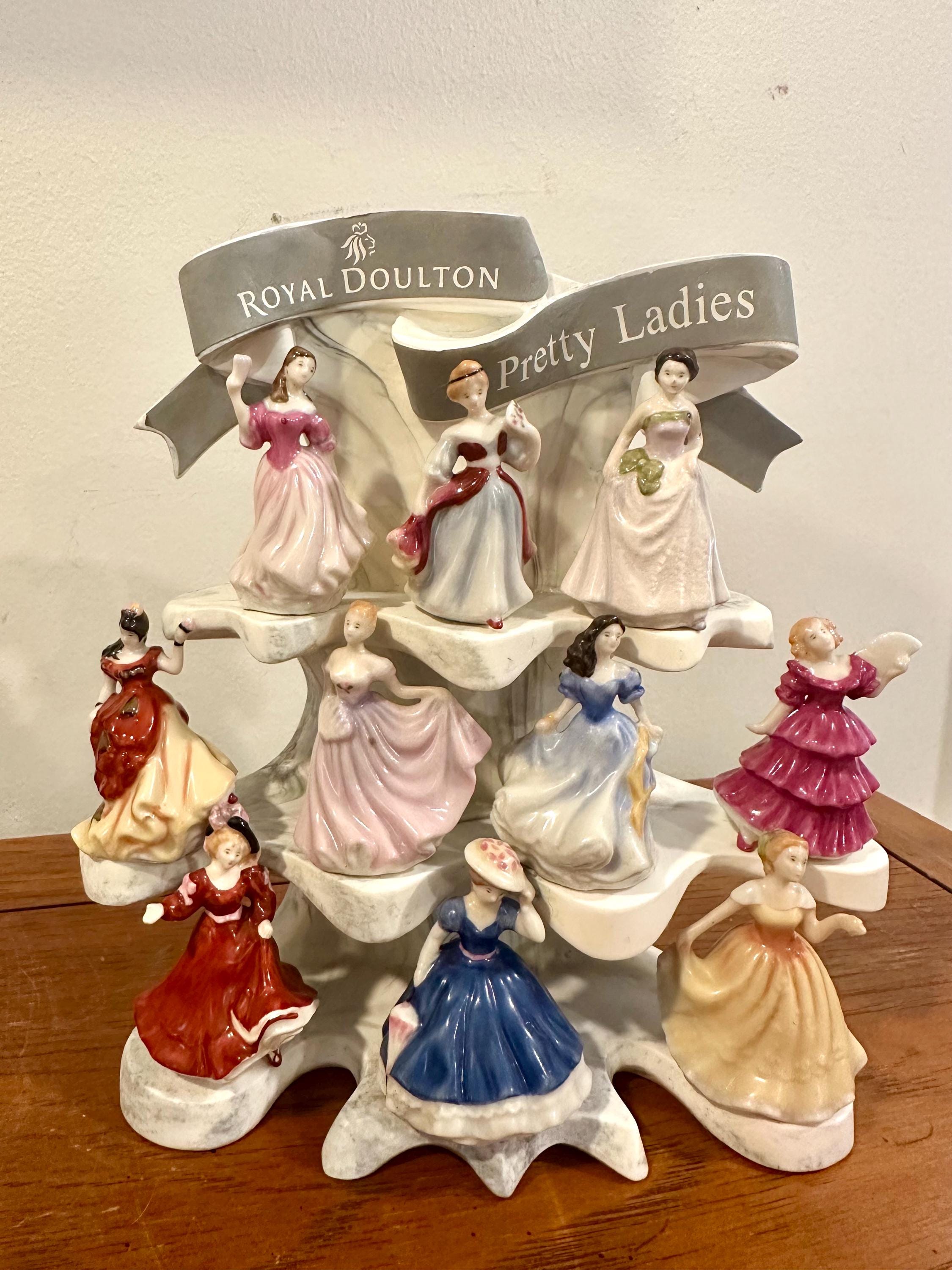 RARE Royal Doulton “pretty Ladies” Miniatures With Stand, Vintage 