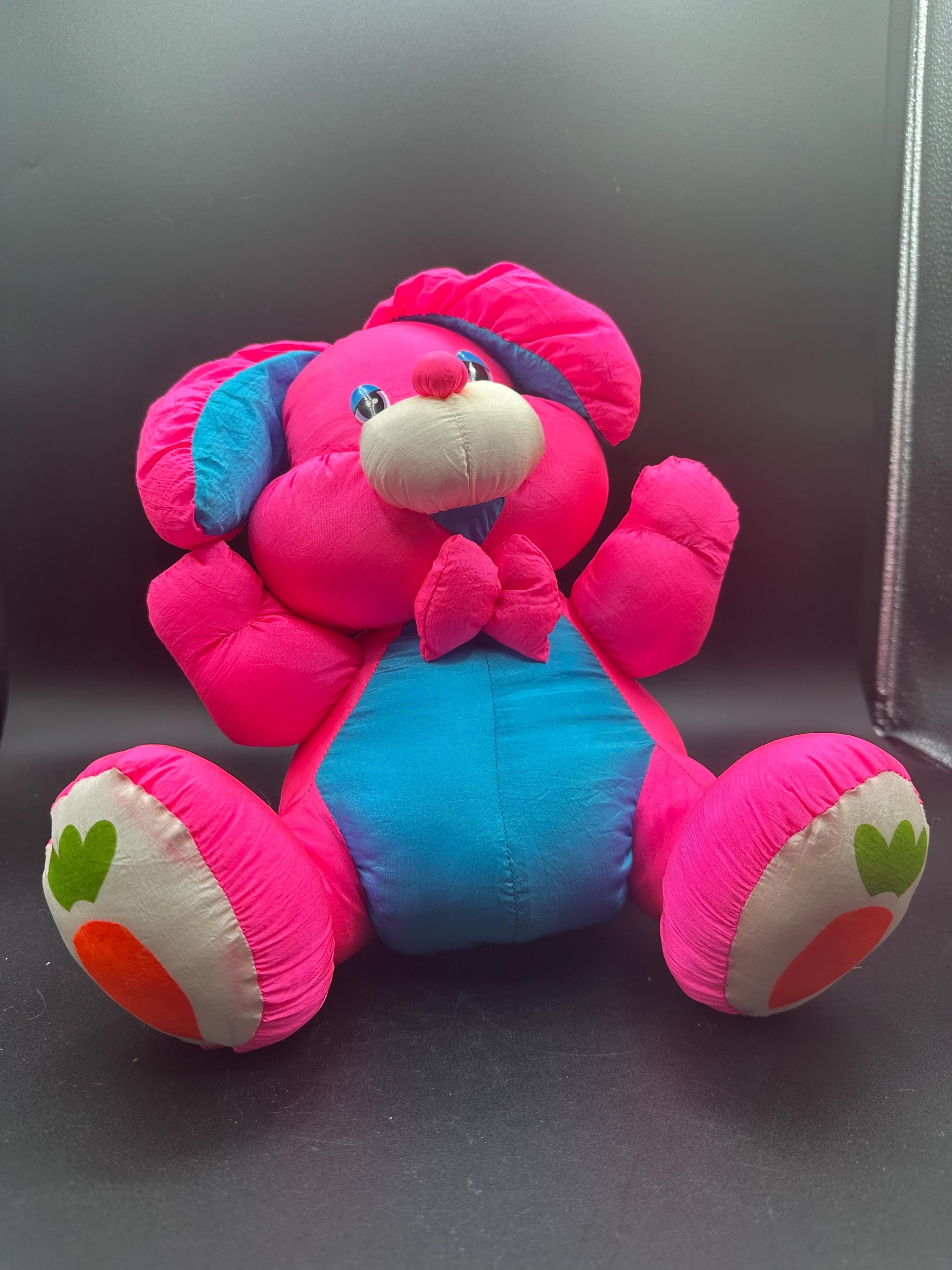 Vintage 1989 Fiesta Plush Bunny “carrot” Rabbit Made of Hot Pink Nylon ...