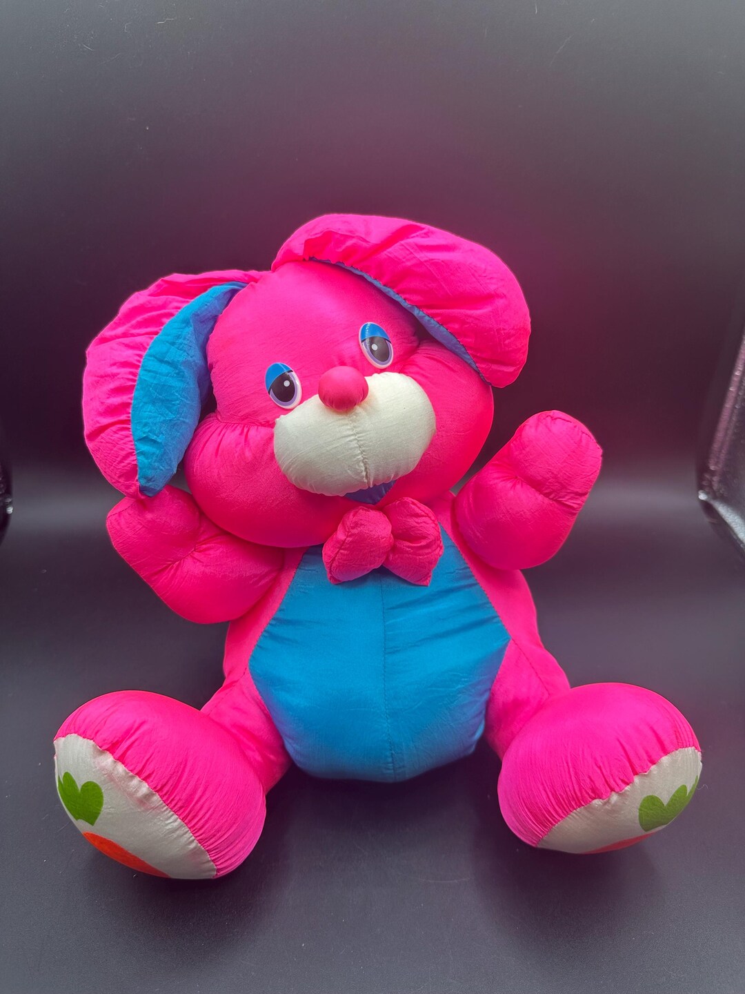 Vintage 1989 Fiesta Plush Bunny “carrot” Rabbit Made of Hot Pink Nylon ...