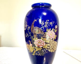 Kyoto IMPERIAL Peacock Japanese/japan Porcelain Blue Vase - Etsy