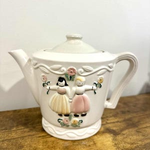 Vintage Porcelier Vitreous Dutch Girl and Boy Teapot