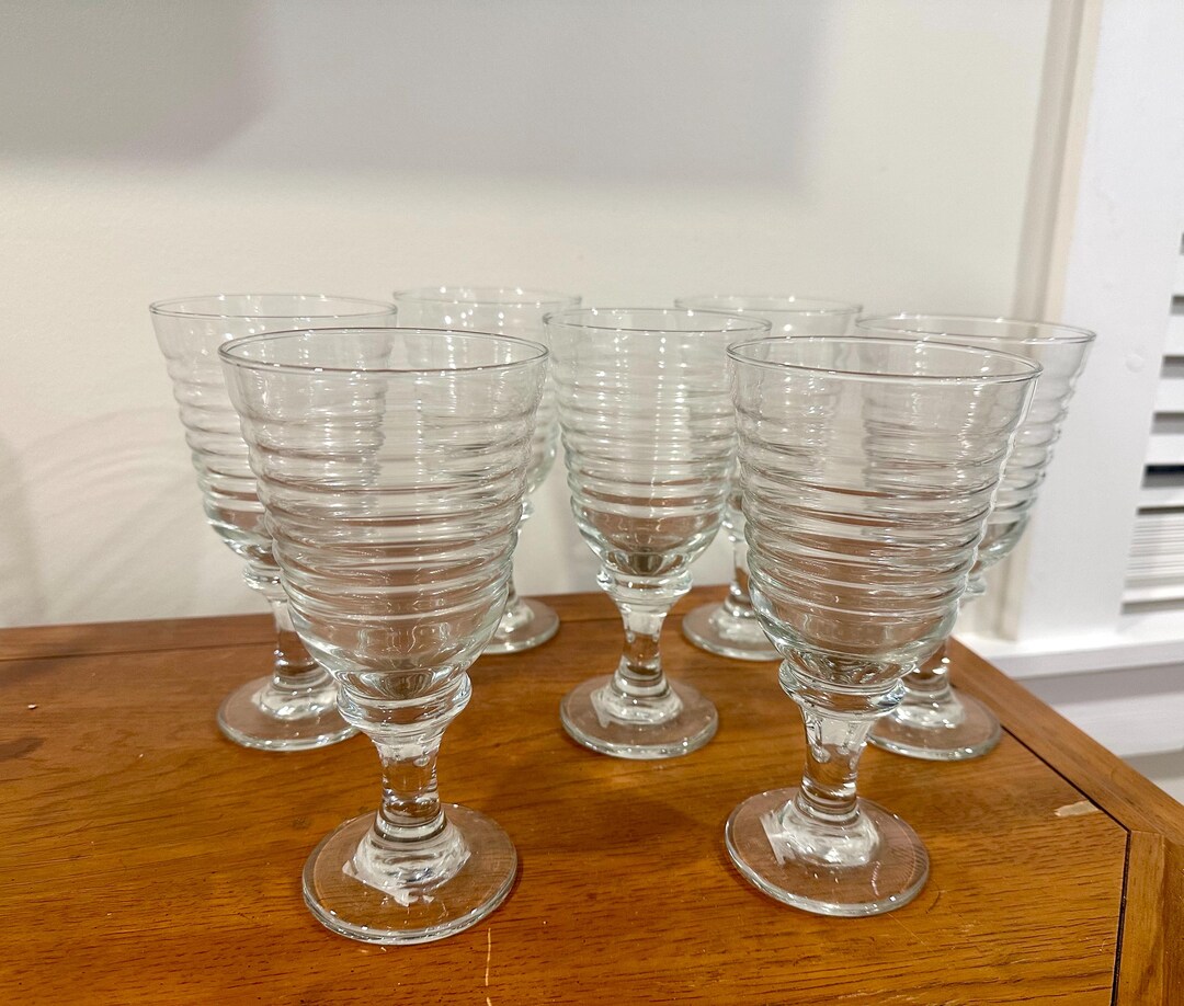 Libbey Ribbed Glassware Libbey Sirrus Ribbed Water Goblet Glasses Footed Pedestal Stemware, Set ...