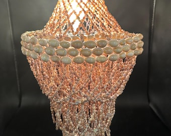 Handcrafted Lighted Seashell Chandelier | Coastal Beach Cottage Lighting | Vintage Shell Lamp Lighting