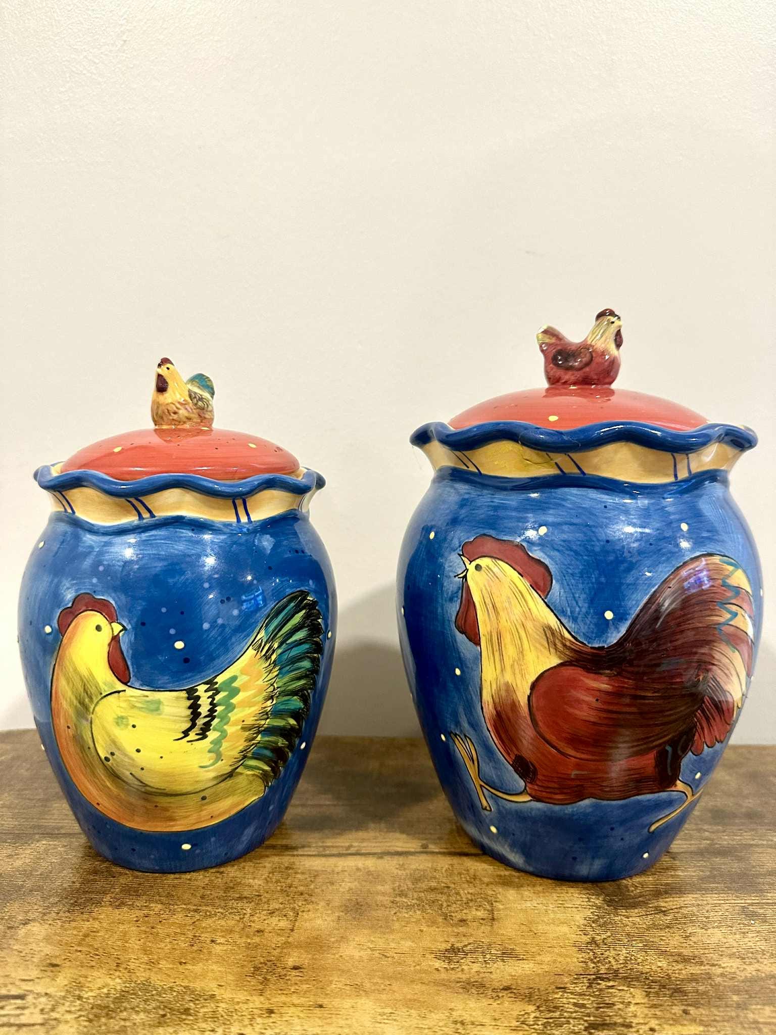 Vintage Susan Winget Rooster Canisters: Coffee, Sugar, Tea Jars - Etsy