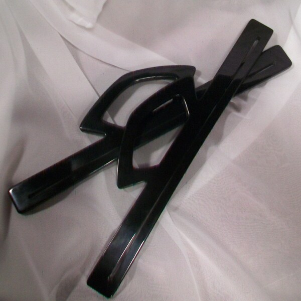 Black Lucite Retro Handbag Purse Handles 1 pair