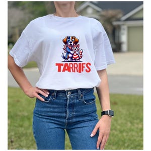 Anti-Tariffs Dog & Cat Graphic Tee: Political Statement Shirt